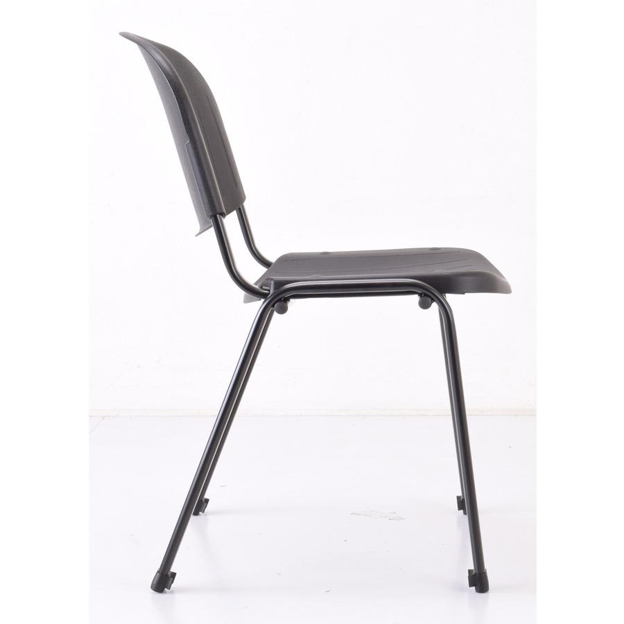 Lorell Low Back Stack Chair - Polypropylene Seat - Polypropylene Back - Low Back - Four-legged Base - Black - 4 / Carton. Picture 2