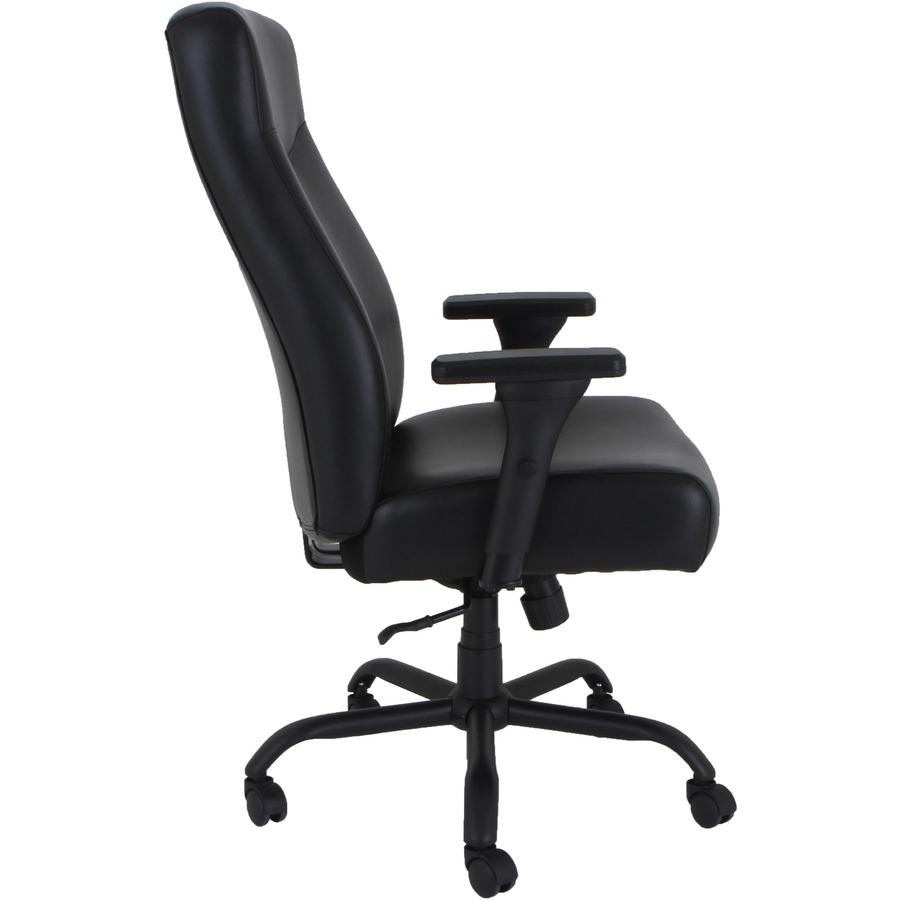 Lorell Executive High-Back Big & Tall Chair - Bonded Leather Seat - Bonded Leather Back - High Back - 5-star Base - Black - Armrest - 1 Each. Picture 9