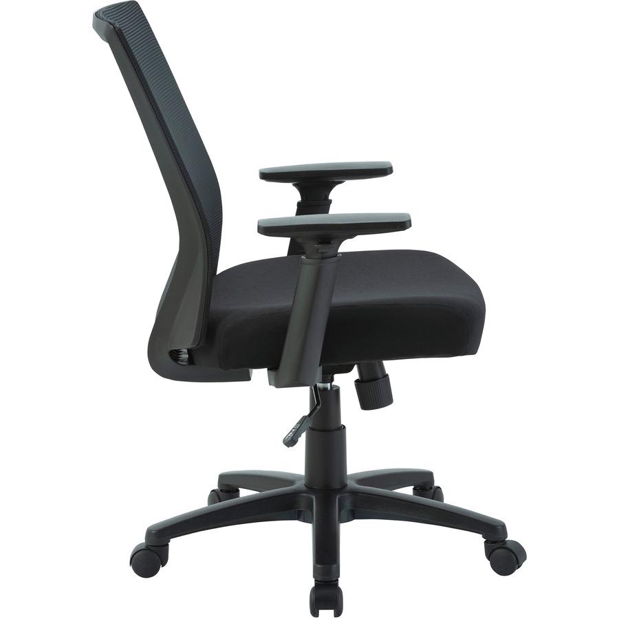 Lorell Mid-Back Mesh Task Chair - Fabric Seat - Mid Back - 5-star Base - Black - Armrest - 1 Each. Picture 7