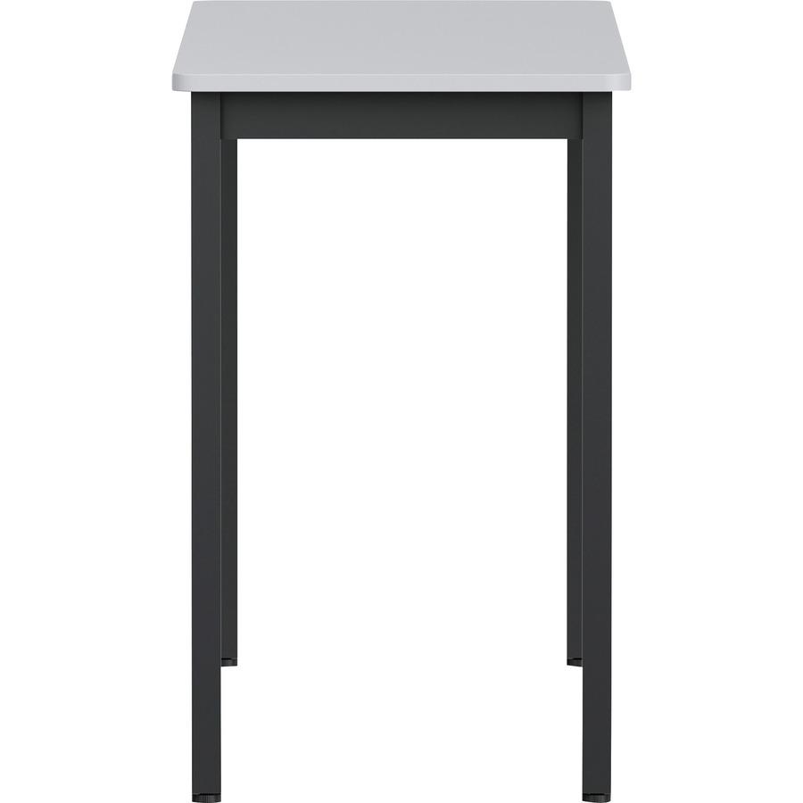 Lorell Utility Table - Gray Rectangle, Laminated Top - Powder Coated Black Base - 500 lb Capacity - 59.88" Table Top Width x 18.13" Table Top Depth - 30" Height - Assembly Required - Melamine Top Mate. Picture 5