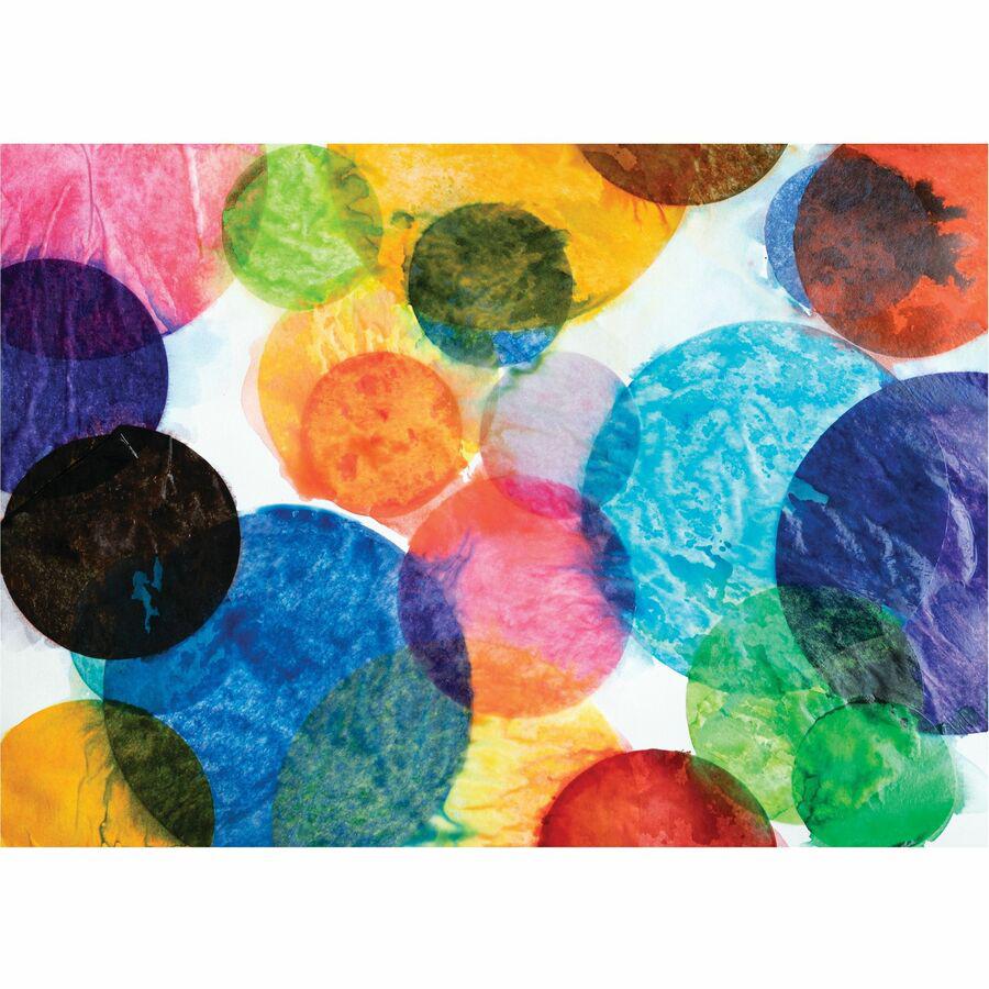 Spectra Art Tissue Deluxe Bleeding Circles - Paint - 2250 Piece(s) x 4"Diameter - 1 Bag - Cerise, National Blue, Chinese Red, Spring Green, Dark Pink, Scarlet, Magenta, Sky Blue, Canary, Orchid, Azure. Picture 6