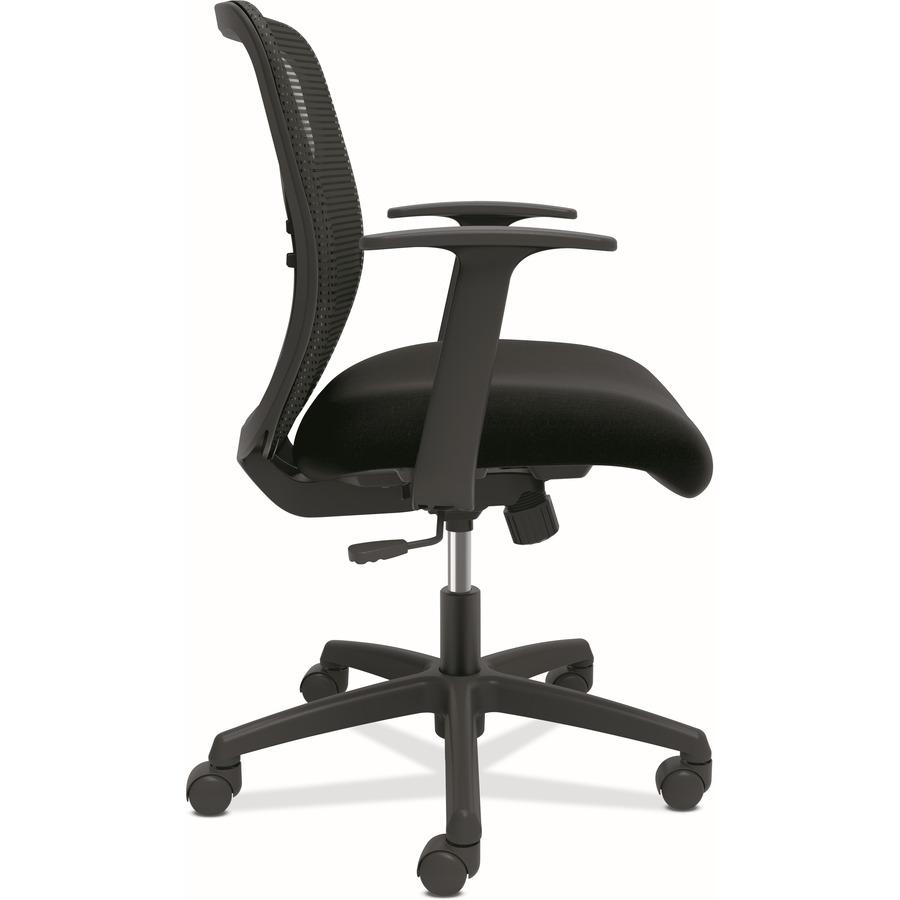 HON Gateway Chair - Fabric Seat - Black Mesh Back - Black Frame - Black - Armrest. Picture 5