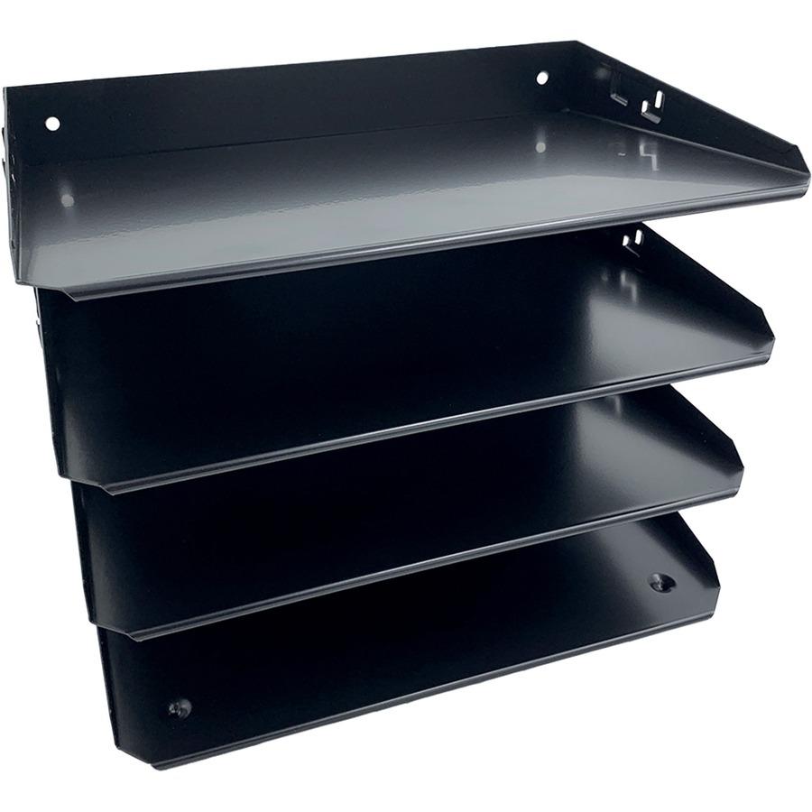 Huron Horizontal Slots Desk Organizer - 4 Compartment(s) - 9" Height x 12" Width x 8.7" Depth - Durable - Steel - 1 Each. Picture 4