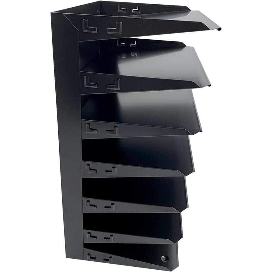 Huron Horizontal Slots Desk Organizer - 7 Compartment(s) - Horizontal - 18" Height x 8.8" Width x 12" Depth - Durable - Black - Steel - 1 Each. Picture 5