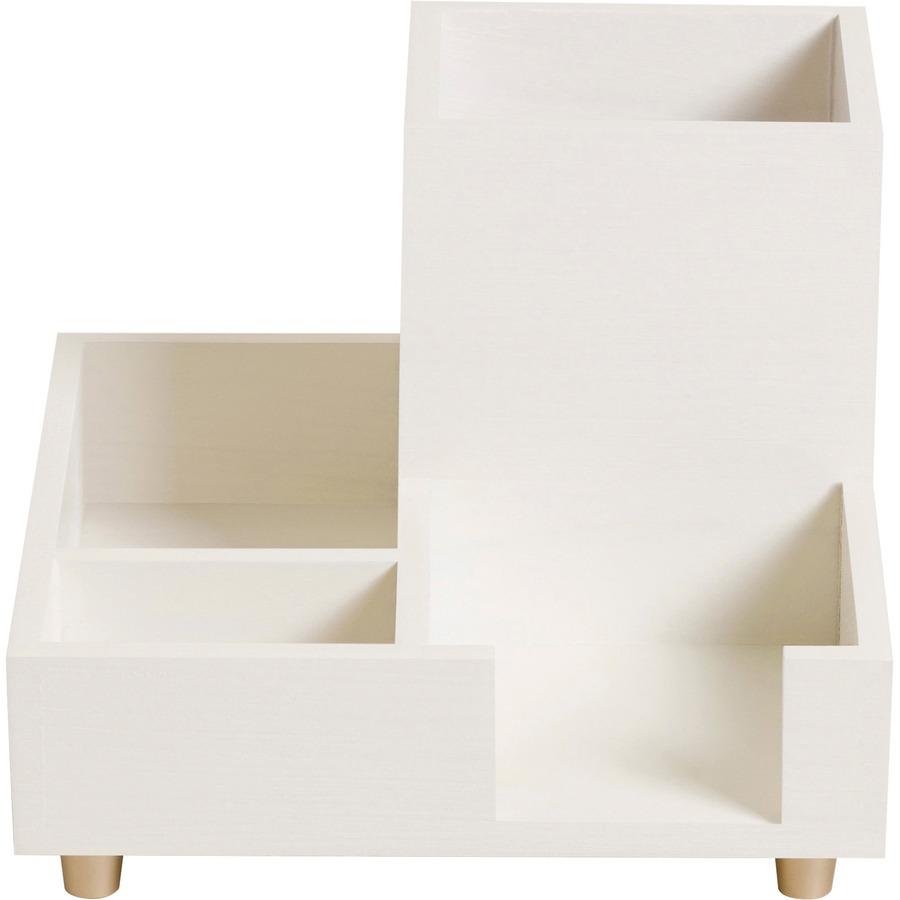 U Brands Juliet Collection Compartment Cup - 4 Compartment(s) - 4.5" Height x 6" Width x 6" DepthDesktop, Tabletop - White - Pine Wood, Brass - 1 Each. Picture 4
