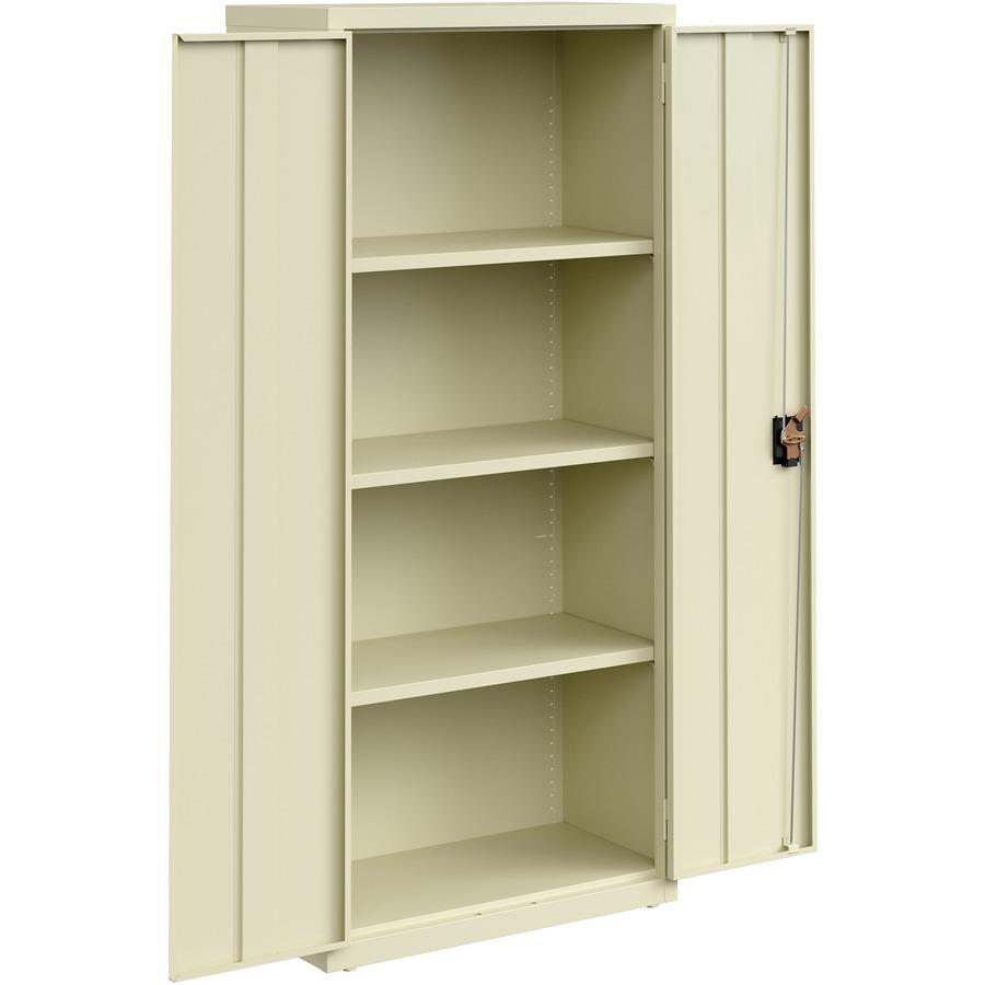 Lorell Fortress Series Slimline Storage Cabinet - 30" x 15" x 66" - 4 x Shelf(ves) - 720 lb Load Capacity - Durable, Welded, Nonporous Surface, Recessed Handle, Removable Lock, Locking System - Putty . Picture 8