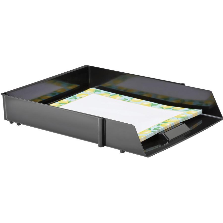 Deflecto AntiMicrobial Industrial Front-Load Tray - 2.4" Height x 10.8" Width x 13.8" DepthDesktop - Antimicrobial, Lightweight, Mildew Resistant, Front Loading - Black - Polystyrene. Picture 8