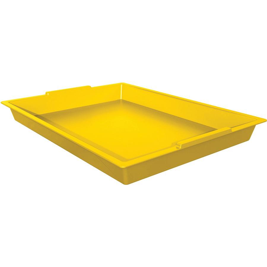 Deflecto Antimicrobial Finger Paint Tray - Painting - 1.83"Height x 16.04"Width x 12.07"Depth - Yellow - Polypropylene, Plastic. Picture 8
