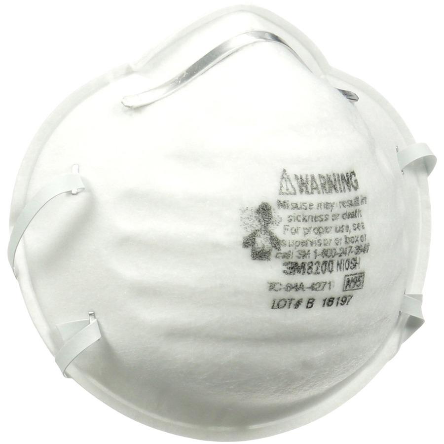 3M N95 Particle Respirator 8200 Masks - 2-Packs - Airborne Particle, Mold, Dust, Granular Pesticide, Allergen Protection - White - Disposable, Lightweight, Stretchable, Adjustable Nose Clip - 12 / Car. Picture 6