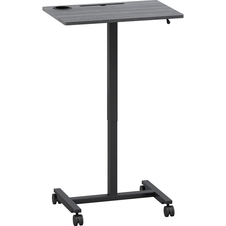 Lorell Height-adjustable Mobile Desk - Weathered Charcoal Laminate Top - Powder Coated Base - Adjustable Height - 30" to 43.63" Adjustment - 43" Height x 26.63" Width x 19.13" Depth - Assembly Require. Picture 12