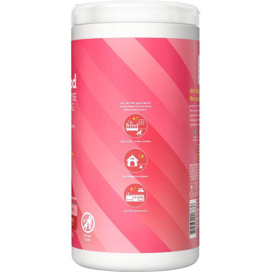 Method All-purpose Cleaning Wipes - Pink Grapefruit Scent - 70 / Tub - 1 Each - Pleasant Scent - Pink. Picture 5