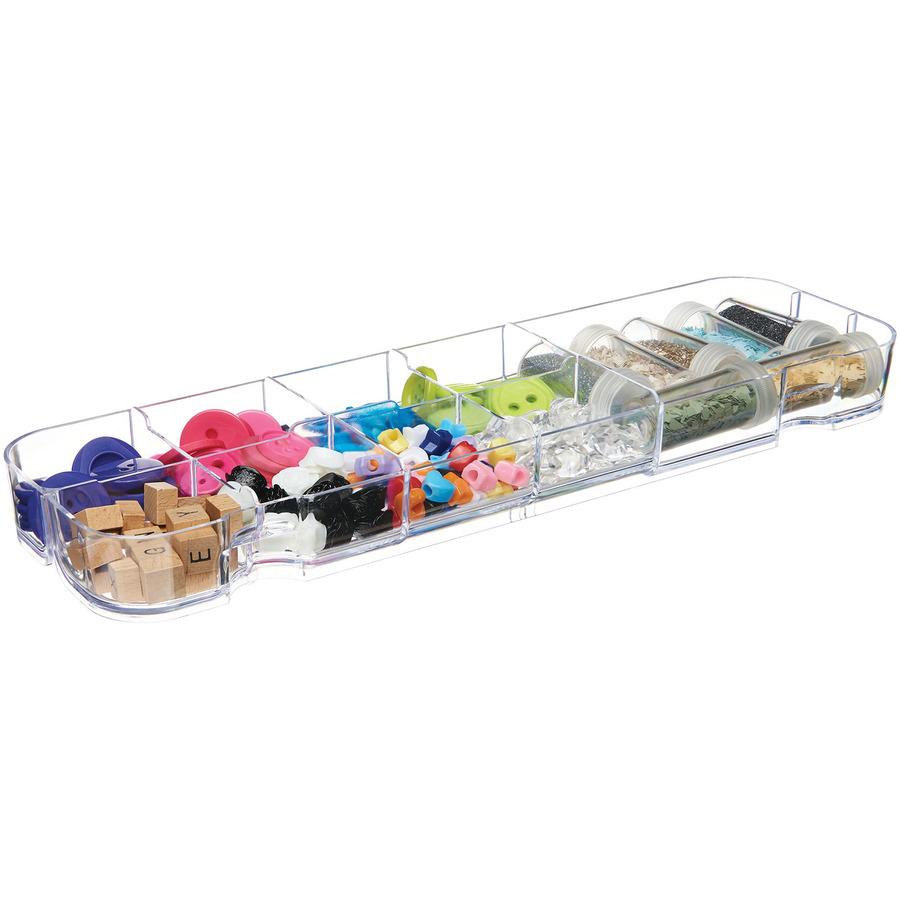 Deflecto Caddy Storage Tray - 9 Compartment(s) - 1.3" Height x 13.1" Width x 3.8" DepthDesktop - Portable, Stackable - Clear - Polystyrene - 1 Each. Picture 6