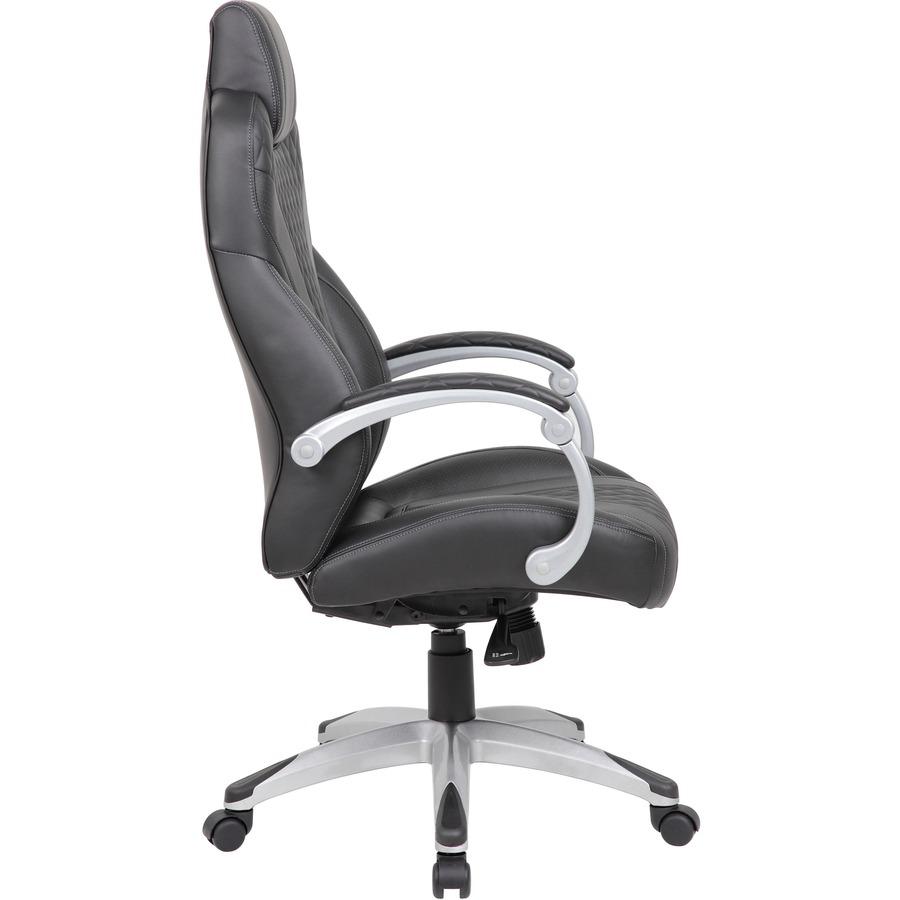 Boss Hinged Arm Executive Chair - Black Vinyl Seat - Black Back - 5-star Base - Armrest - 1 Each. Picture 10