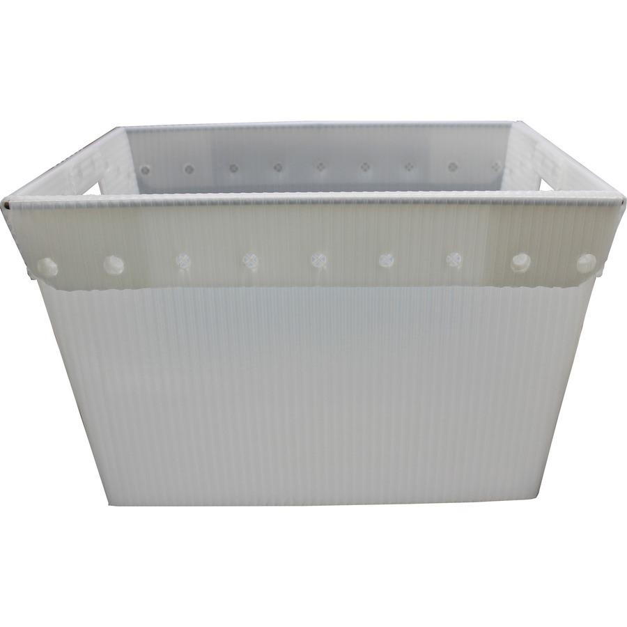 Flipside Translucent Plastic Storage Postal Tote - External Dimensions: 13.3" Width x 11.6" Depth x 18.3" Height - Lid Closure - Plastic - Translucent - For Storage, Moving - 2 / Pack. Picture 6