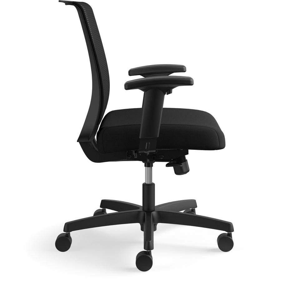 HON Convergence Synchro Tilt Task Chair - Black Fabric Seat - Black Back - Low Back - 5-star Base - Armrest - 1 Each. Picture 9