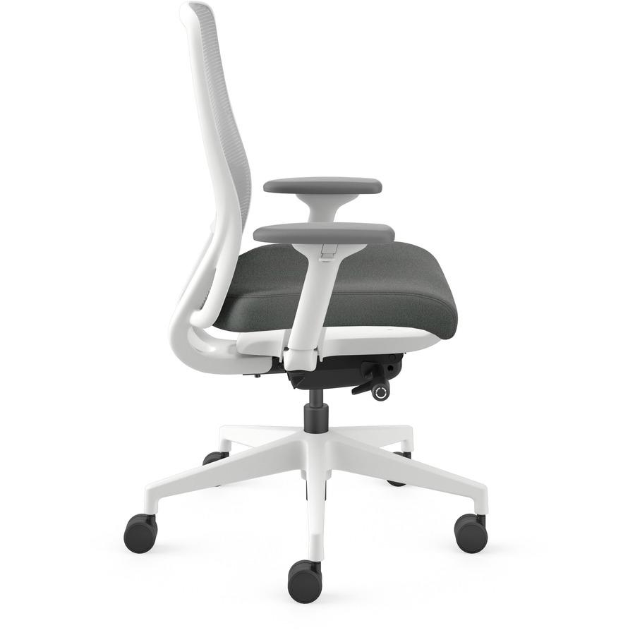 HON Nucleus Recharge Task Chair - Iron Ore Fabric Seat - Fog Back - Designer White Frame - Armrest - 1 Each. Picture 9