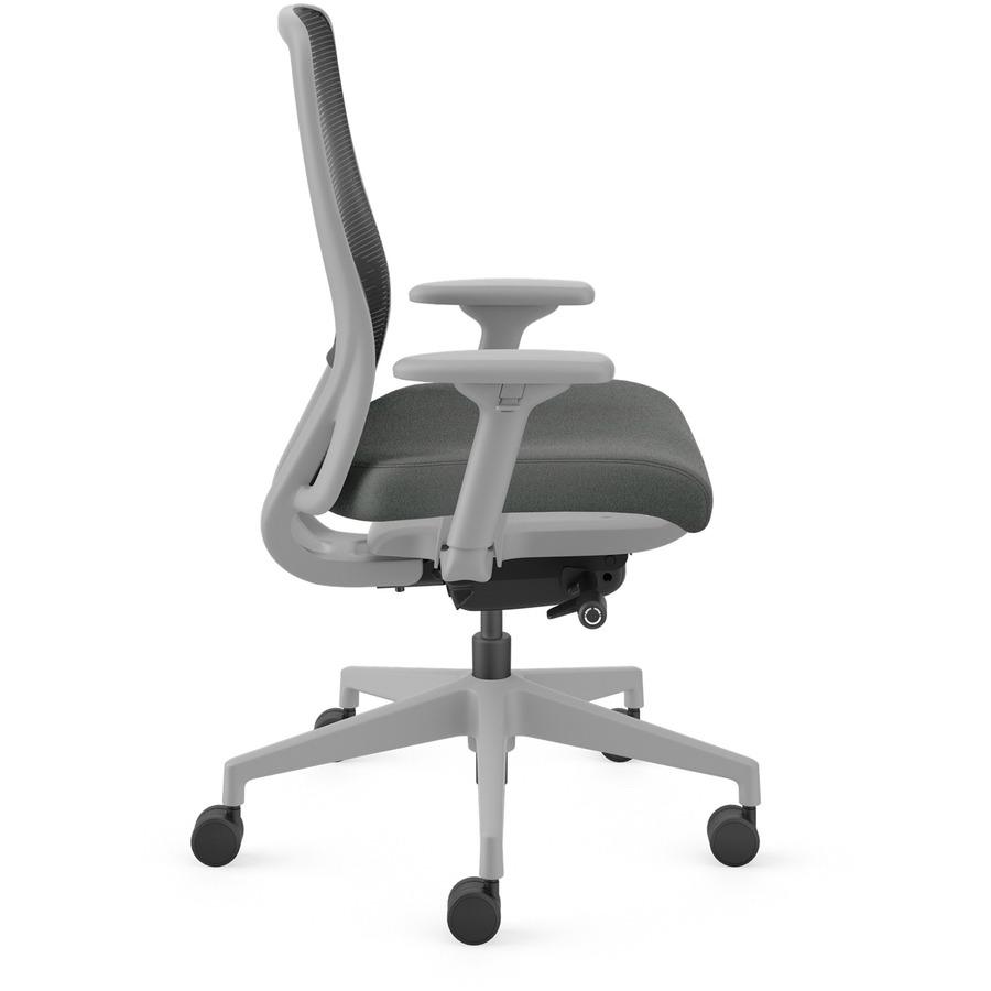 HON Nucleus Task Chair KD - Black Fabric Seat - Black Back - Titanium Frame - Armrest - 1 Each. Picture 7