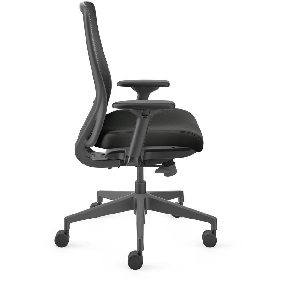 HON Nucleus Task Chair KD - Black Fabric Seat - Black Back - Armrest - 1 Each. Picture 7