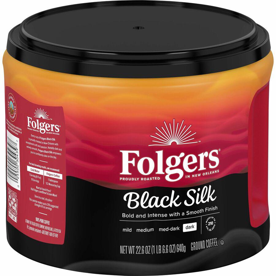 Folgers&reg; Ground Black Silk Coffee - Dark - 22.6 oz - 6 / Carton. Picture 8
