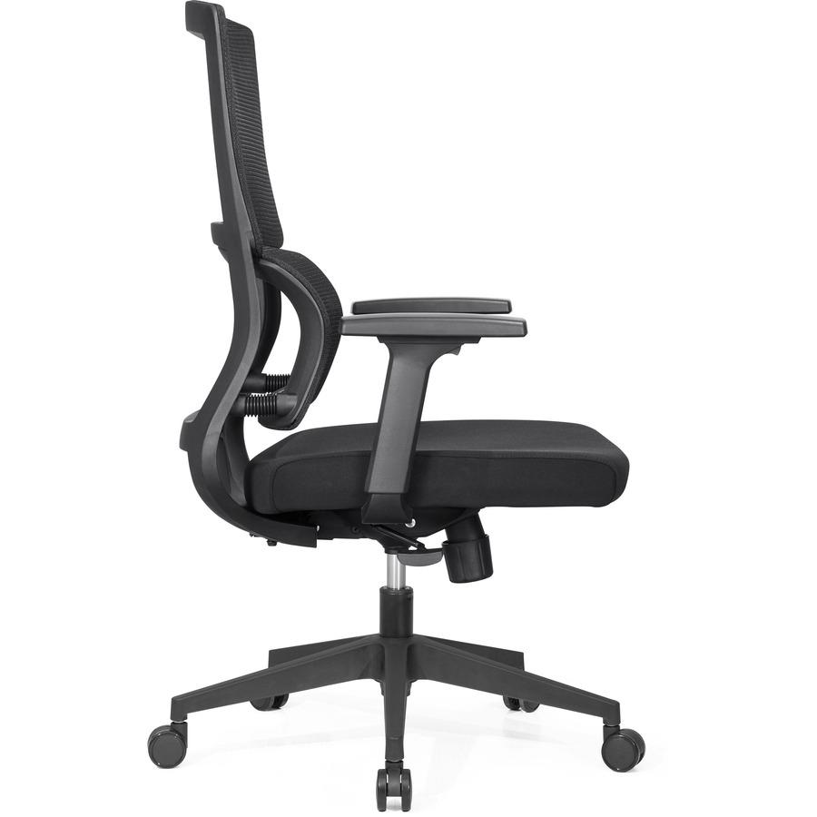Lorell Mid-back Mesh Chair - Black Fabric Seat - Black Mesh Back - Mid Back - 5-star Base - Armrest - 1 Each. Picture 5