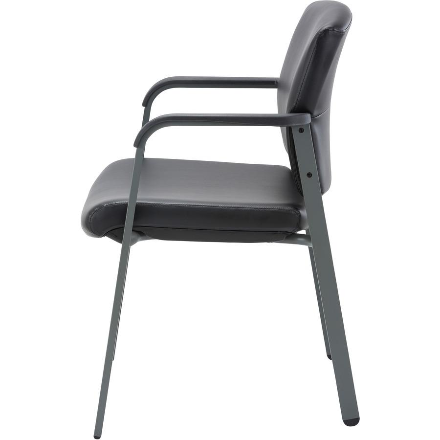 Lorell Healthcare Upholstery Guest Chair - Steel Frame - Square Base - Black - Vinyl - Armrest - 1 Each. Picture 9