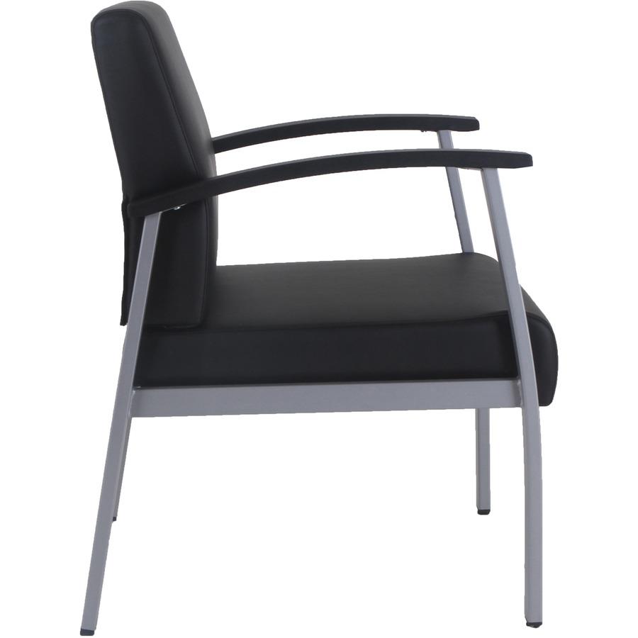 Lorell Mid-Back Healthcare Guest Chair - Vinyl Seat - Vinyl Back - Powder Coated Silver Steel Frame - Mid Back - Four-legged Base - Black - Armrest - 1 Each. Picture 9