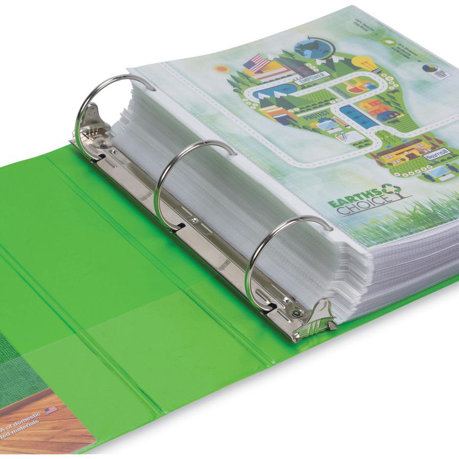 Samsill Earth's Choice Plant-based View Binders - 3" Binder Capacity - Letter - 8 1/2" x 11" Sheet Size - 3 x Round Ring Fastener(s) - 2 Pocket(s) - Chipboard, Polypropylene, Plastic - Lime Green - 1.. Picture 8