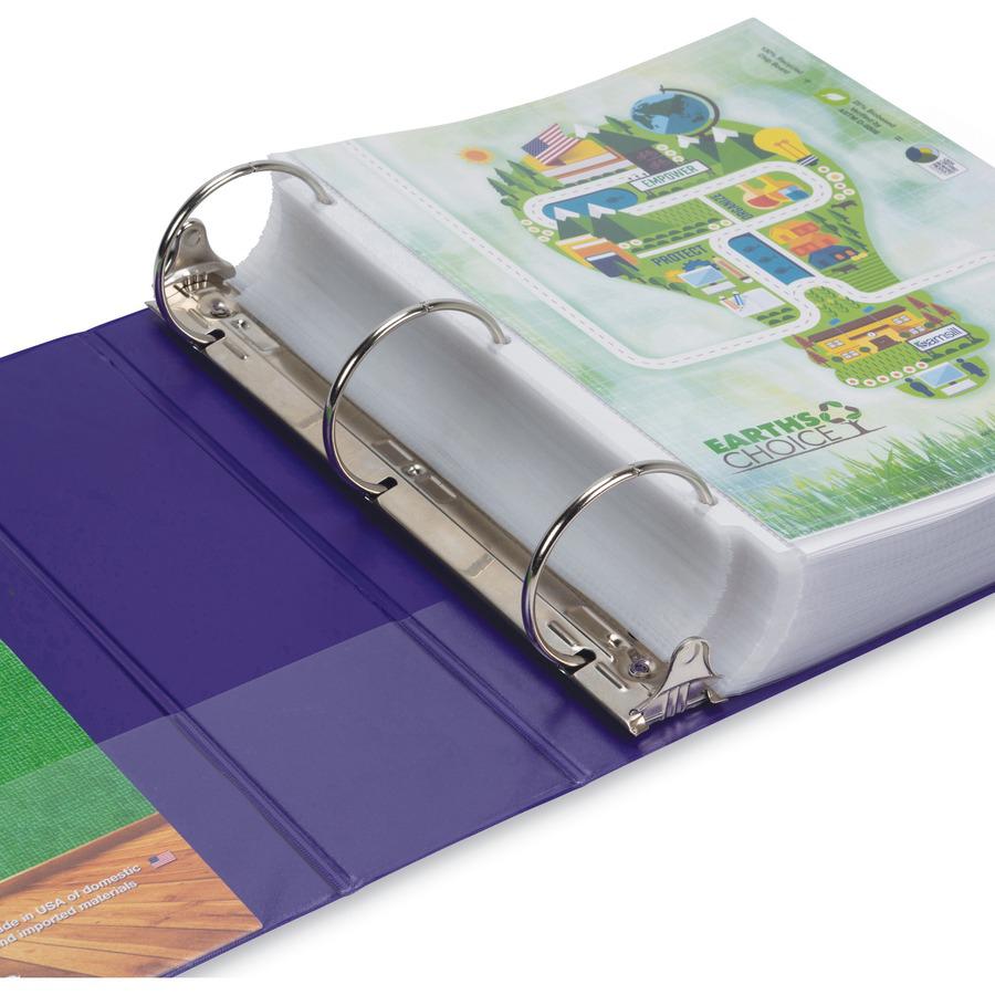 Samsill Earth's Choice Plant-based View Binders - 3" Binder Capacity - Letter - 8 1/2" x 11" Sheet Size - 3 x Round Ring Fastener(s) - Chipboard, Polypropylene, Plastic - Purple - Recycled - Durable, . Picture 8