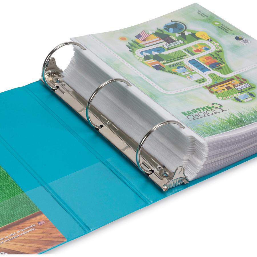 Samsill Earth's Choice Plant-based View Binders - 3" Binder Capacity - Letter - 8 1/2" x 11" Sheet Size - 3 x Round Ring Fastener(s) - 2 Pocket(s) - Chipboard, Polypropylene, Plastic - Turquoise - Rec. Picture 8