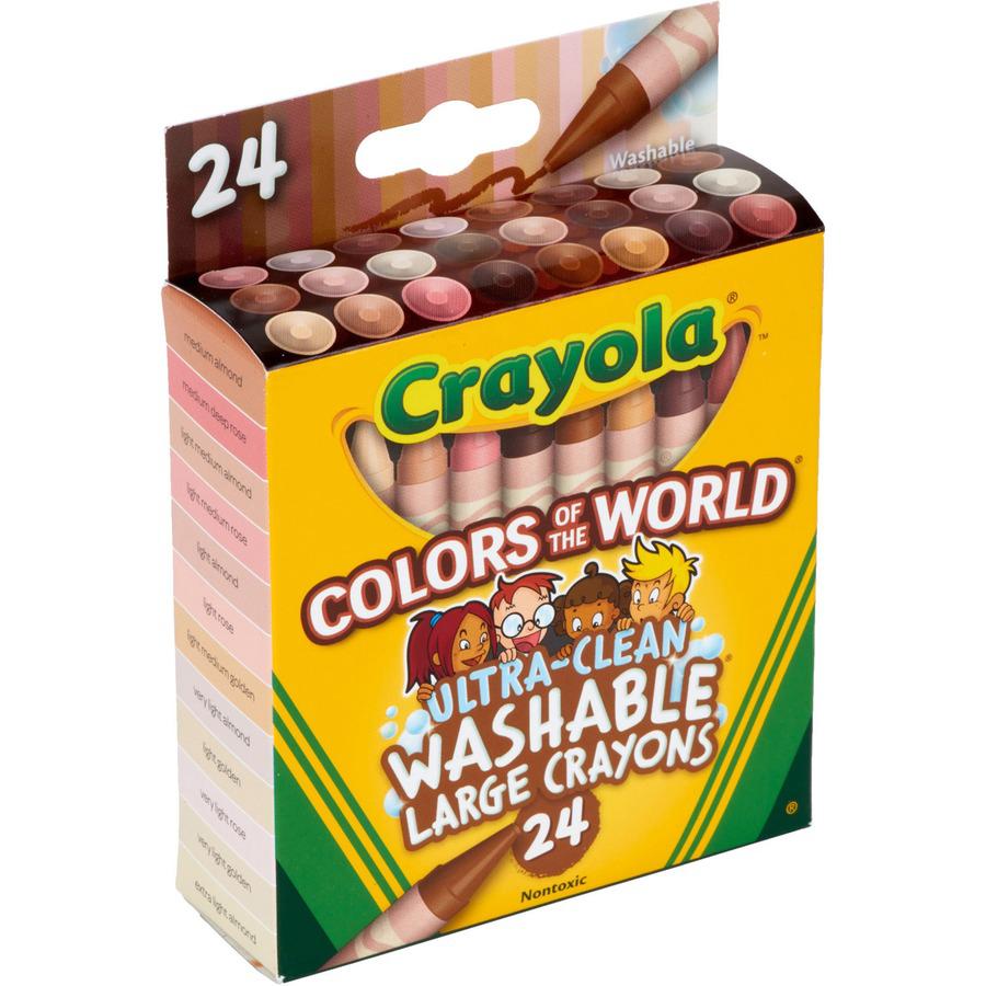 Crayola Ultra-Clean Washabe Large Crayons - Assorted, Almond, Rose, Gold - 24 / Pack. Picture 7