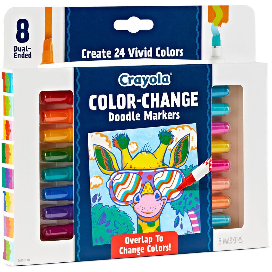 Crayola Color Change Doodle Markers - Chisel Marker Point Style - Multicolor - 8 / Pack. Picture 11