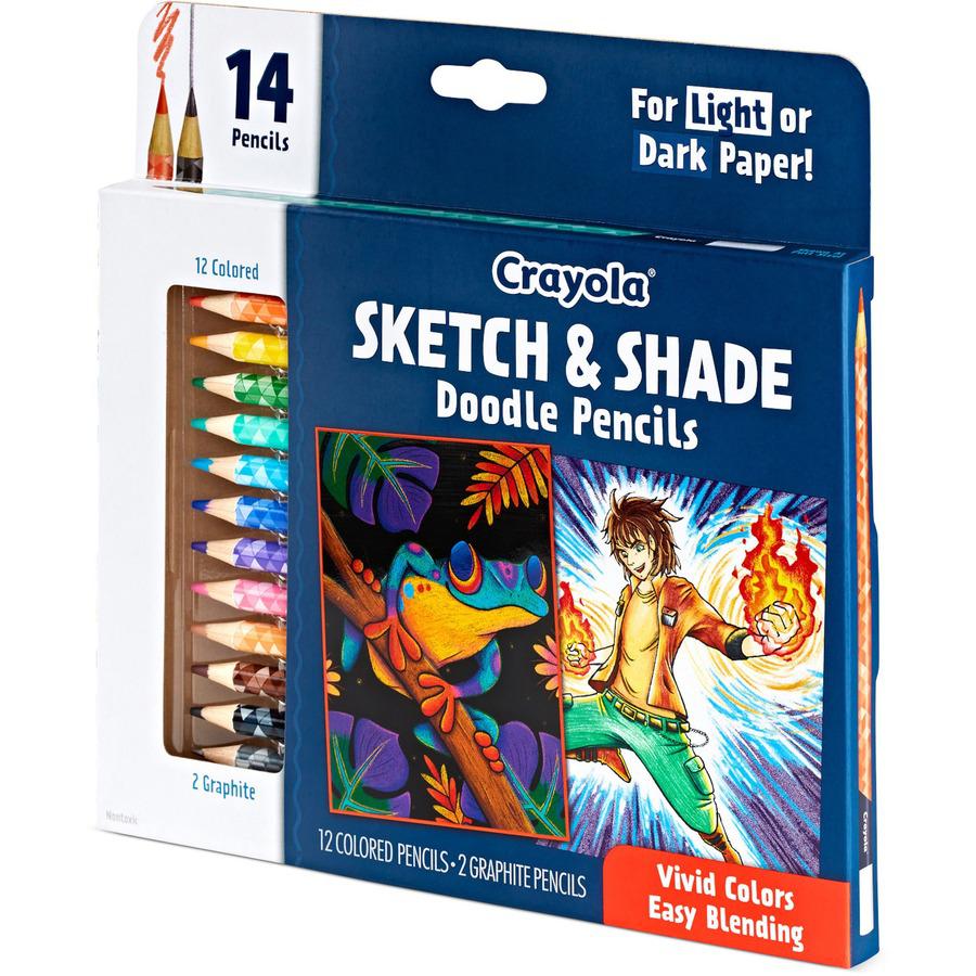 Crayola Sketch & Shade Doodle Pencils - 2H, HB Lead - Graphite Lead - Multicolor Barrel - 14 / Pack. Picture 9