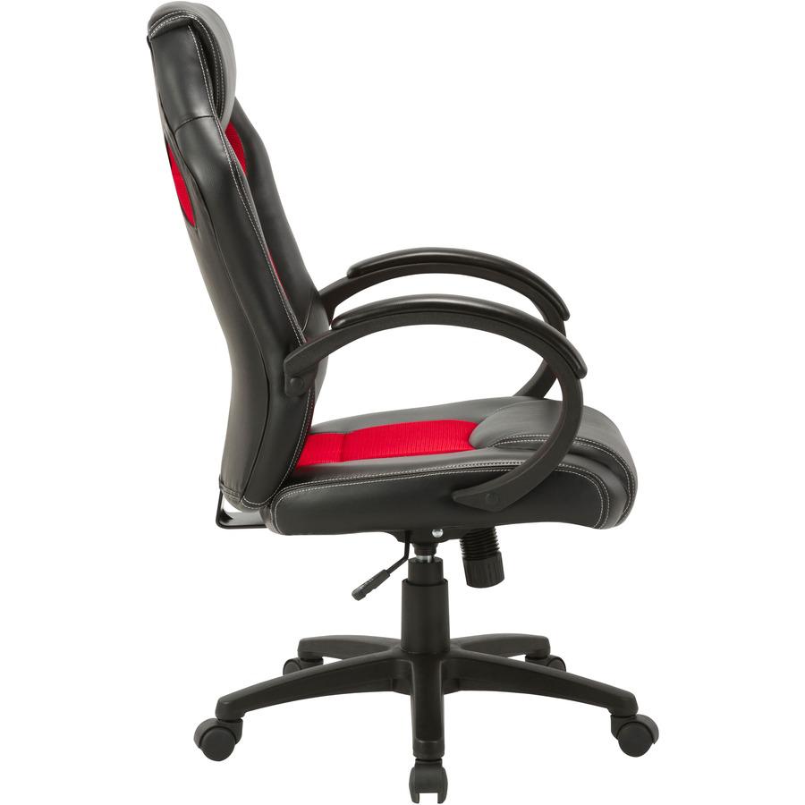 LYS High-back Gaming Chair - For Gaming - Polyurethane, Mesh, Nylon - Red, Black. Picture 10