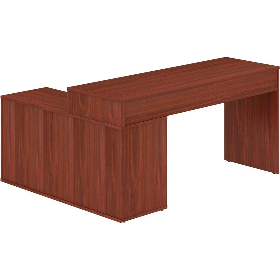 LYS L-Shape Workstation with Cabinet - Laminated L-shaped Top - 200 lb Capacity - 29.50" Height x 60" Width x 47.25" Depth - Assembly Required - Mahogany - Particleboard - 1 Each. Picture 10