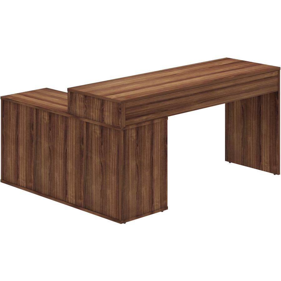 LYS L-Shape Workstation with Cabinet - Laminated L-shaped Top - 200 lb Capacity - 29.50" Height x 60" Width x 47.25" Depth - Assembly Required - Walnut - Particleboard - 1 Each. Picture 10