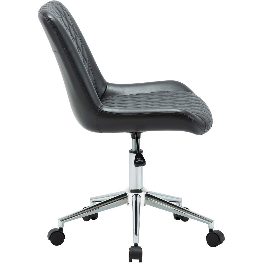 LYS Low Back Office Chair - Black Plywood, Bonded Leather Seat - Black Plywood, Vinyl Back - Low Back - 1 Each. Picture 11