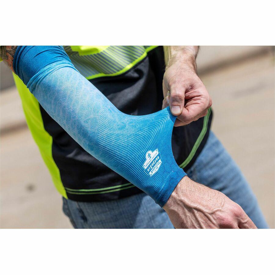 Chill-Its 6695 Sun Protection Arm Sleeves - Blue - UV Protection, Moisture Wicking, Stretchable, Machine Washable. Picture 6