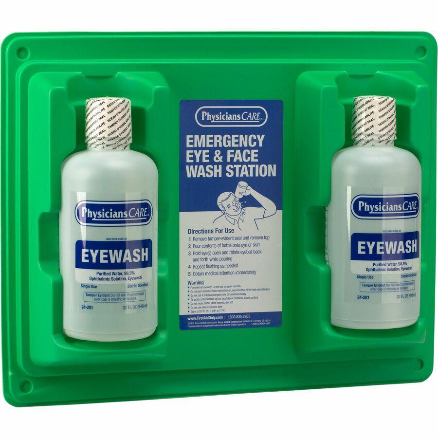 First Aid Only Twin-Bottle Eyewash Station - 1 quart - Clear. Picture 5