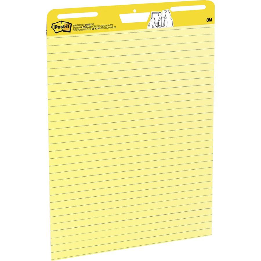Post-it&reg; Self-Stick Easel Pads with Faint Rule - 30 Sheets - Stapled - Feint Blue Margin - 18.50 lb Basis Weight - 25" x 30" - Yellow Paper - Self-adhesive, Repositionable, Resist Bleed-through, R. Picture 6