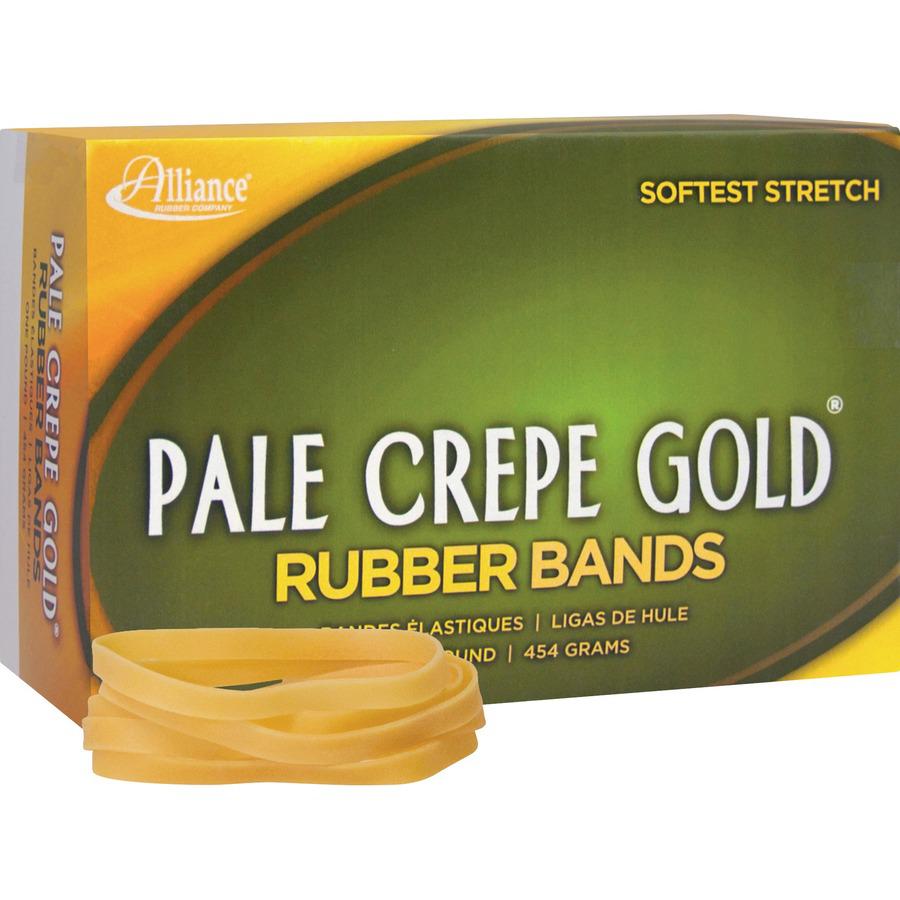 Alliance Rubber 20645 Pale Crepe Gold Rubber Bands - Size #64 - 1 lb Box - Approx. 490 Bands - 3 1/2" x 1/4" - Golden Crepe. Picture 4