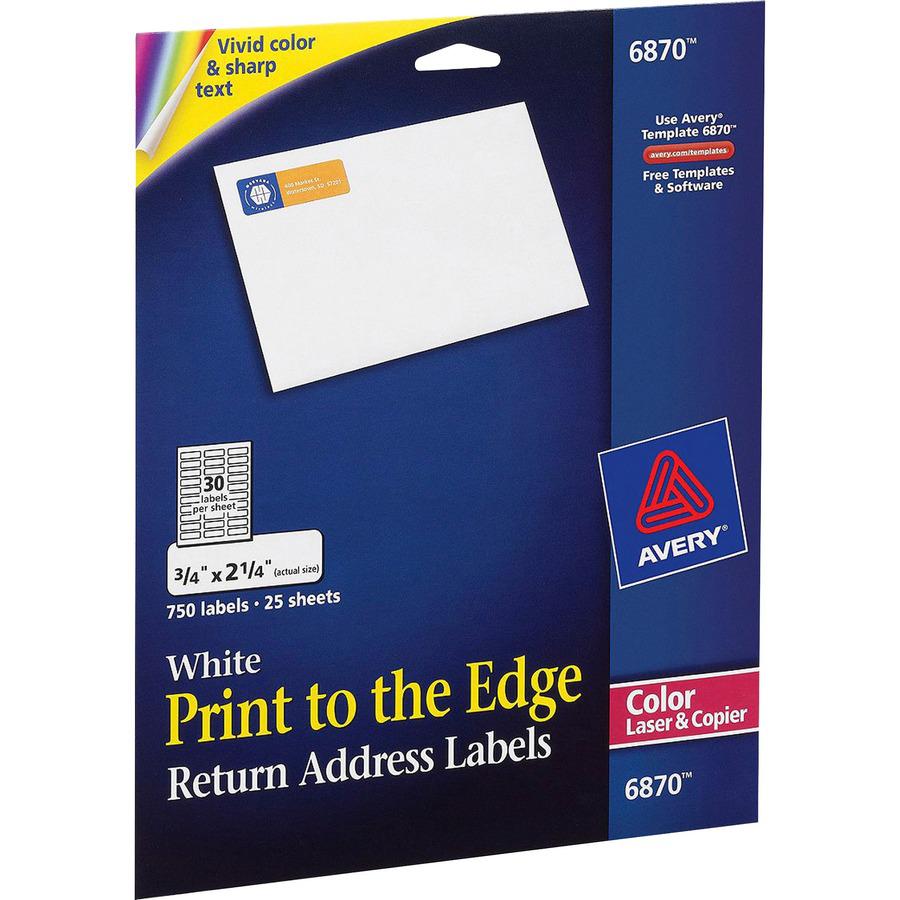 Avery&reg; Print-to-the-Edge Copier Address Labels - 3/4" Width x 2 1/4" Length - Permanent Adhesive - Rectangle - Laser - White - Paper - 30 / Sheet - 25 Total Sheets - 750 Total Label(s) - 750 / Pac. Picture 2