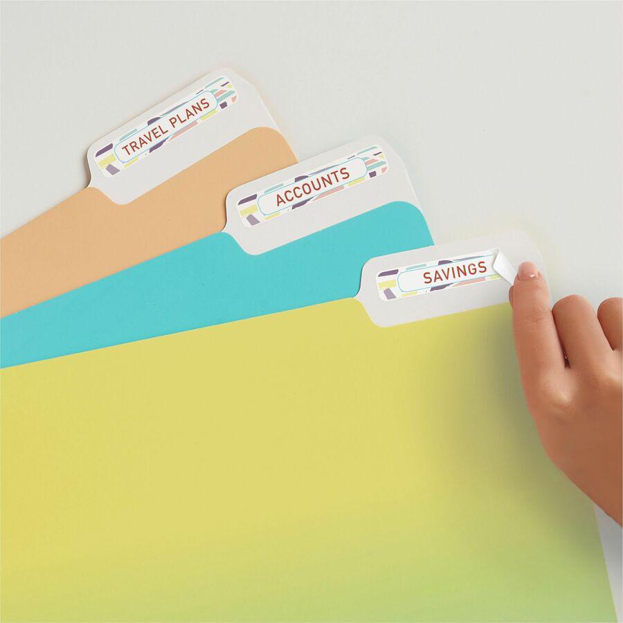 Avery&reg; Removable File Folder Labels - 21/32" Width x 3 7/16" Length - Removable Adhesive - Rectangle - Laser, Inkjet - White - Paper - 30 / Sheet - 25 Total Sheets - 750 Total Label(s) - 750 / Pac. Picture 6