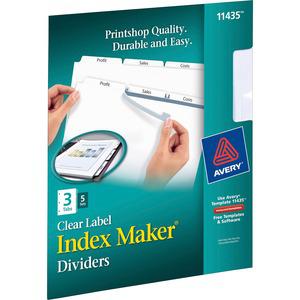 Avery&reg; Print & Apply Clear Label Dividers - Index Maker Easy Apply Label Strip - 15 x Divider(s) - 3 Blank Tab(s) - 3 Tab(s)/Set - 8.5" Divider Width x 11" Divider Length - Letter - 3 Hole Punched. Picture 7