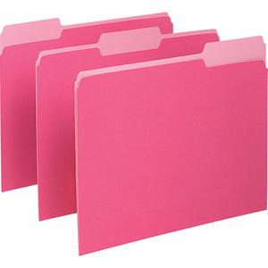 Pendaflex 1/3 Tab Cut Letter Recycled Top Tab File Folder - 8 1/2" x 11" - Top Tab Location - Assorted Position Tab Position - Pink - 10% Recycled - 100 / Box. Picture 2