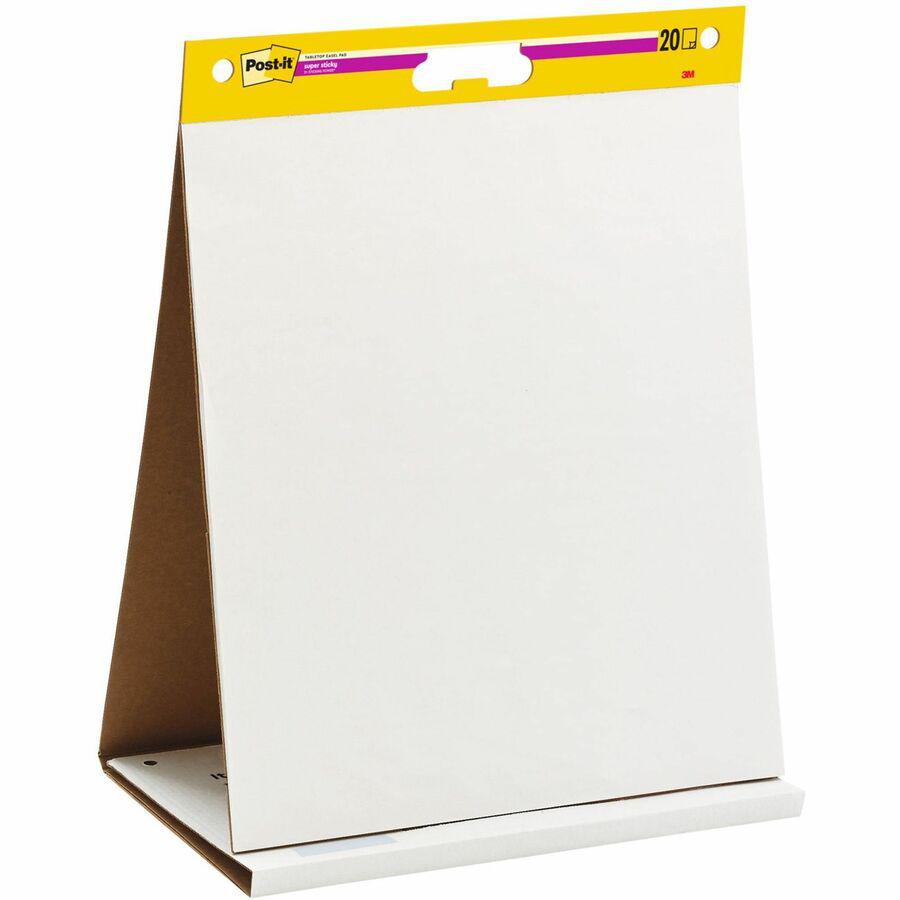 Post-it&reg; Tabletop Easel Pads - 20 Sheets - Plain - Stapled - 18.50 lb Basis Weight - 20" x 23" - White Paper - Resist Bleed-through, Self-adhesive, Perforated, Built-in Stand, Repositionable, Refi. Picture 4