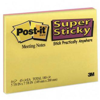Post-it&reg; Super Sticky Notes - Energy Boost Color Collection - 180 - 6" x 8" - Rectangle - 45 Sheets per Pad - Unruled - Vital Orange, Tropical Pink, Limeade, Blue Paradise - Paper Fibre - Self-adh. Picture 4