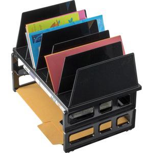 Officemate Sorter with 2 Letter Trays - 5 Compartment(s) - 10.3" Height x 13.5" Width x 9.1" Depth, Desktop - Stackable - Black - 1 / Pack. Picture 5