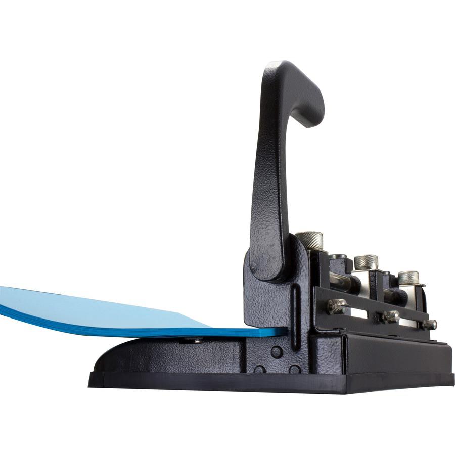 Officemate Heavy-Duty 2-3 Hole Punch with Lever Handle - 3 Punch Head(s) - 32 Sheet of 20lb Paper - 9/32" Punch Size - Black. Picture 5
