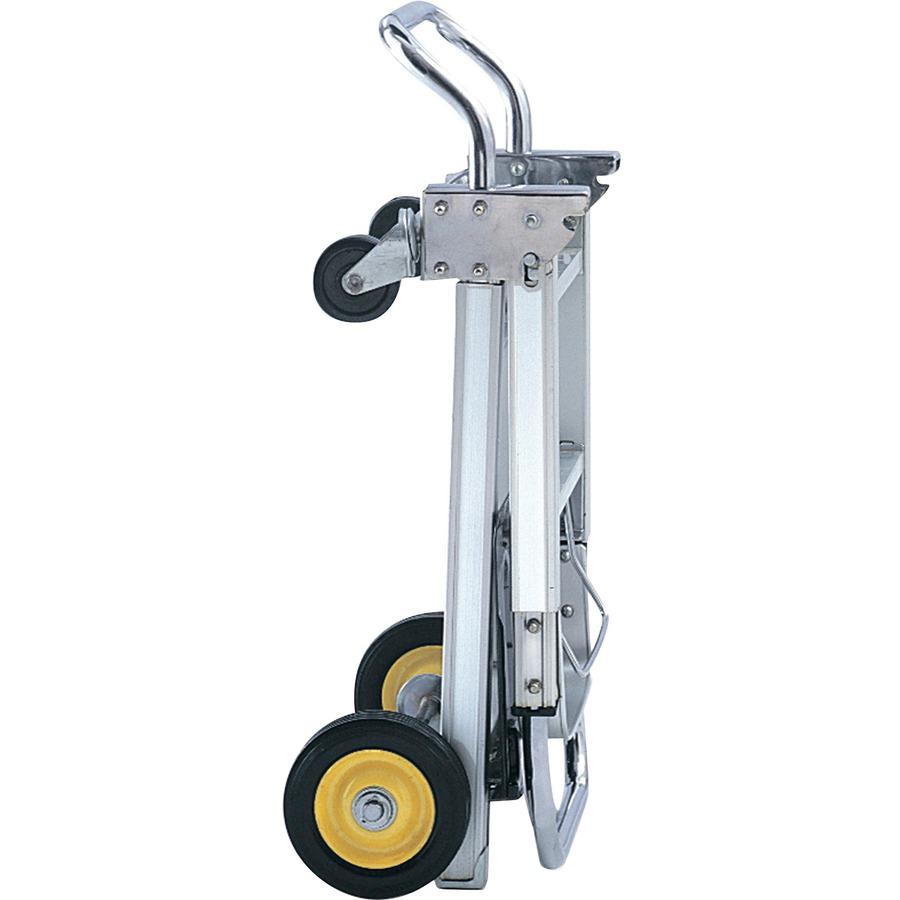 Safco HideAway Convertible Hand Truck - 400 lb Capacity - 4 Casters - 6" , 3" Caster Size - Aluminum - x 15.5" Width x 43" Depth x 36" Height - Silver - 1 Each. Picture 9