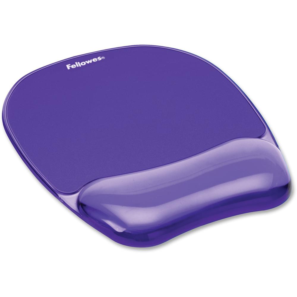 Fellowes Crystals Gel Mousepad/Wrist Rest - 0.75" x 7.88" x 9.19" Dimension - Purple - Rubber, Gel - Stain Resistant, Skid Proof - 1 Pack. Picture 2